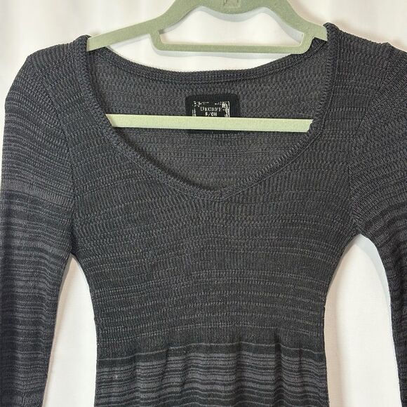 Decree Y2K Gray Black Babydoll Tunic Top Long Sleeve Sz Sm Fairy Grunge Coquette - Picture 2 of 8